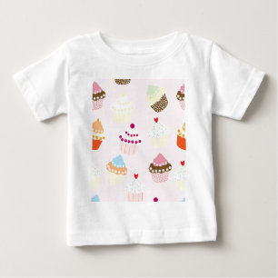 Cute Cupcake Cakes Dessert Pattern Baby T-Shirt