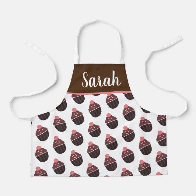 Cute Cupcake Chocolate Pink Sprinkles Pink Apron (Front)