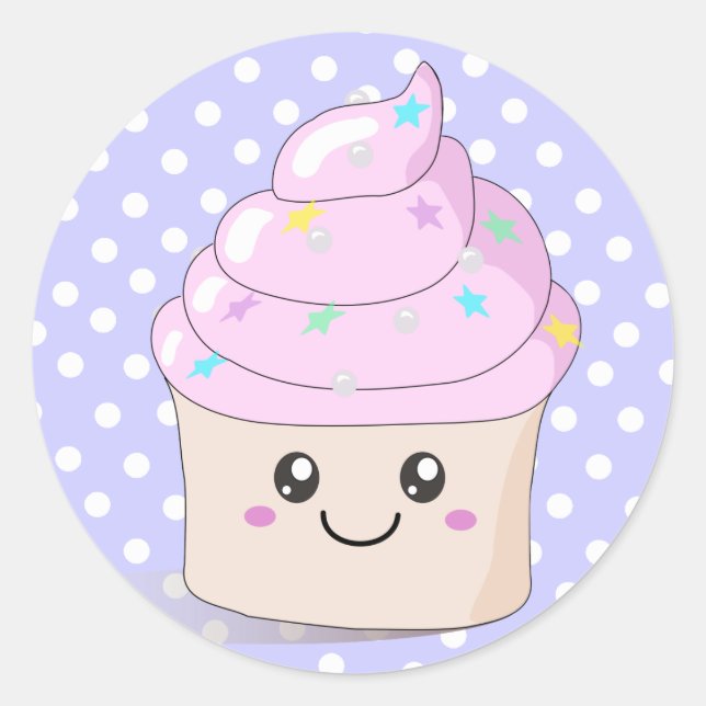 Cute Cupcake Classic Round Sticker (Front)
