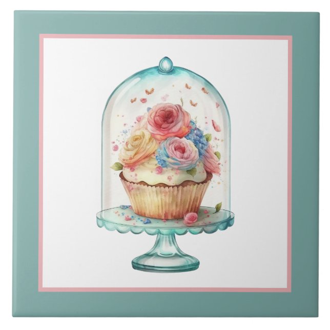 Cute Cupcake dome Bakery crafting Business home Ceramic Tile (Front)