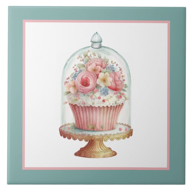 Cute Cupcake dome Bakery crafting Business home Ceramic Tile (Front)