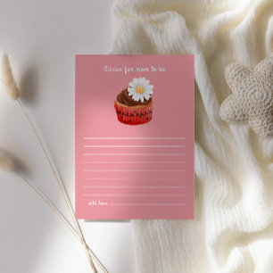 Cute Cupcake Flowers Baby Shower Advice For Mom Enclosure Card