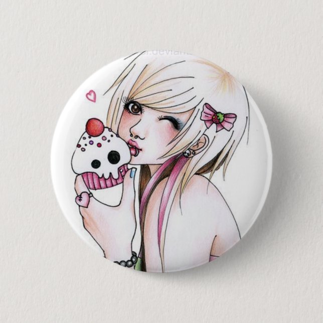 cute cupcake girl 6 cm round badge (Front)