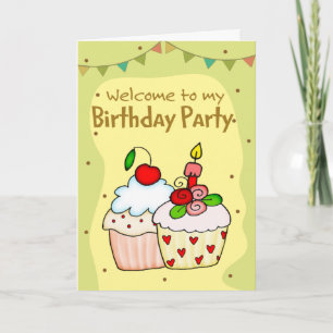 Cute Cupcake Kids Birthday Party Invitation