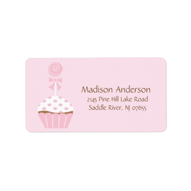 CUTE Cupcake Lollipop Return Address Label (Front)