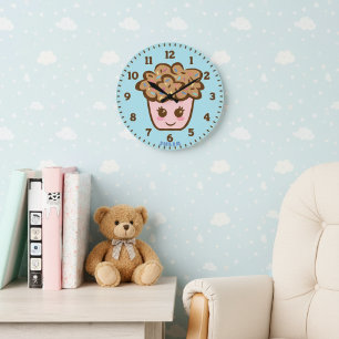 Cute Cupcake Nursery Wall Clock with Name
