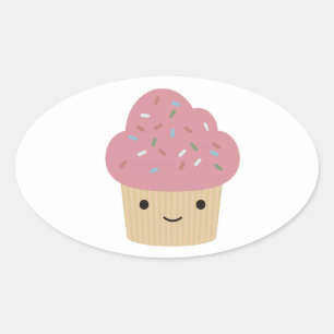 cute cupcake oval sticker