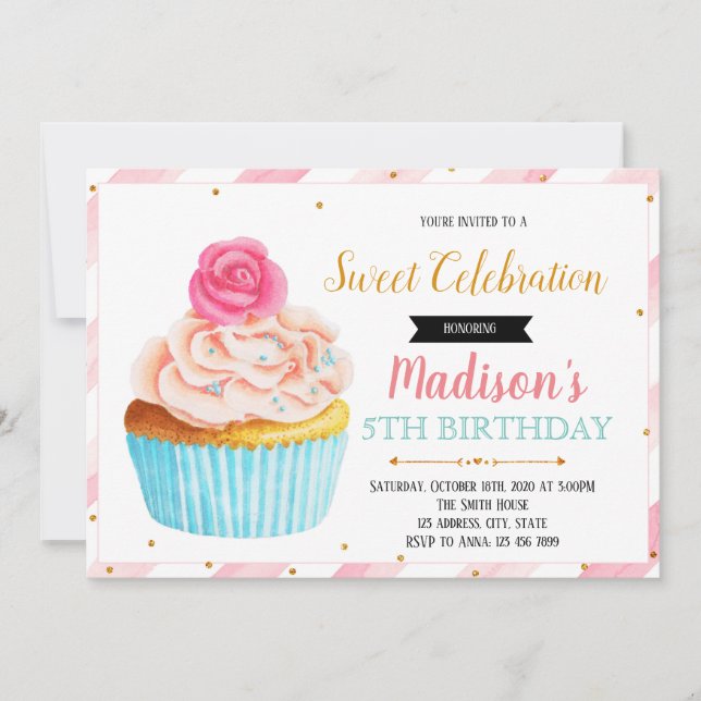 Cute cupcake  party invitation (Front)