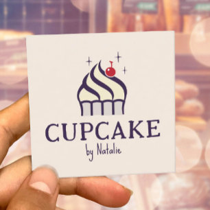 Cute Cupcake Pastry Chef Homemade Bakery Square Business Card