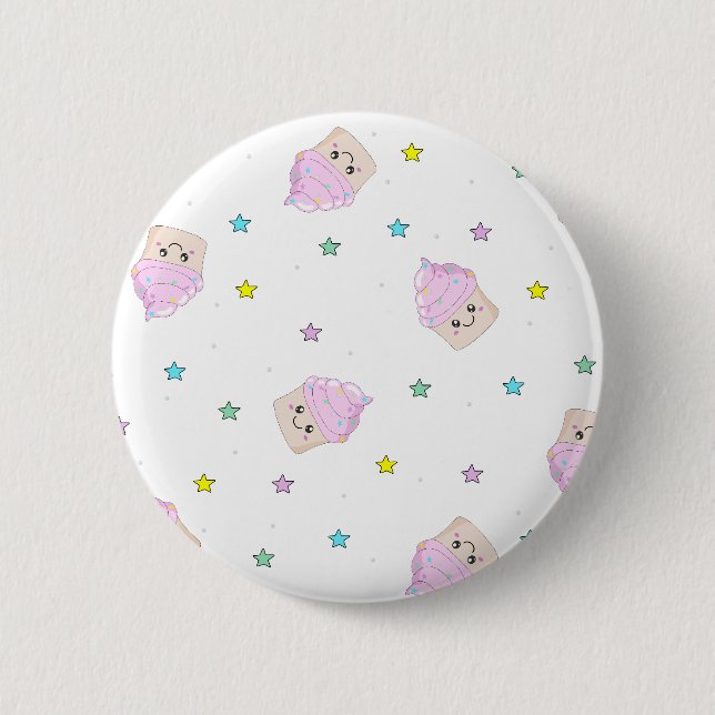 Cute cupcake pattern 6 cm round badge (Front)