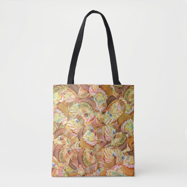 Cute Cupcake Pattern, Cupcake Background Pattern Tote Bag (Front)