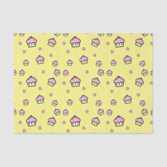Cute cupcake pattern Yellow Tissue Paper (Front)