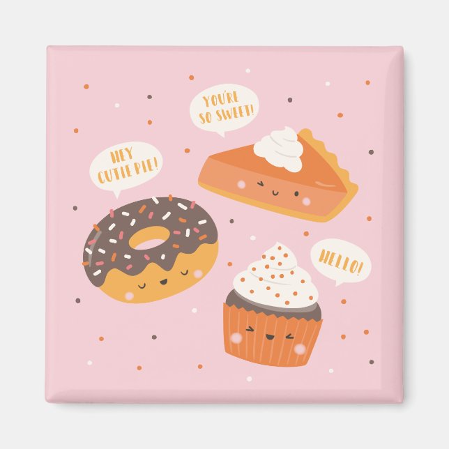 Cute cupcake, pie and doughnut magnet (Front)