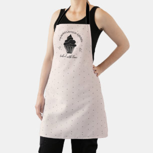 Cute Cupcake Pink Black Custom Baked With Love Apron