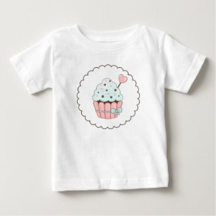 Cute Cupcake Pink & Mint Blue Design Baby T-Shirt