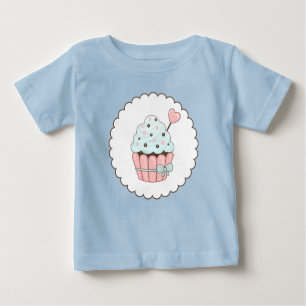 Cute Cupcake Pink & Mint Blue Design Baby T-Shirt