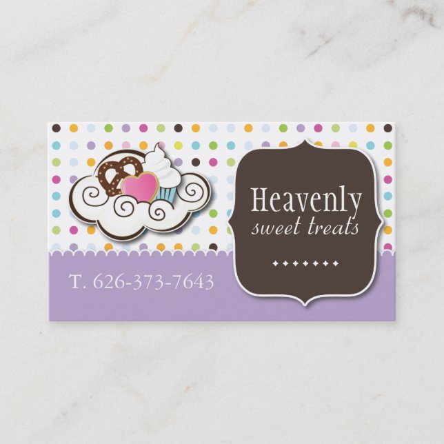 Cute Cupcake, Pretzel and Cookie Business Card (Front)