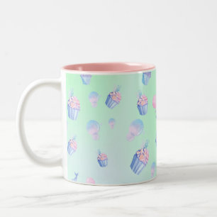 cute cupcake Sweet mermaid Birthday party Girly Two-Tone Coffee Mug