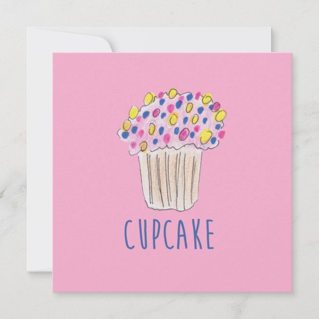 Cute Cupcake, Sweets, Fika Holiday Card (Front)