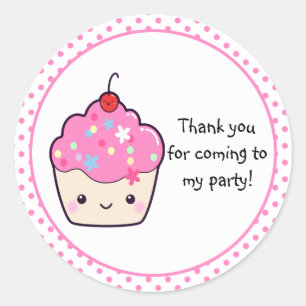Cute Cupcake Thank You Classic Round Sticker