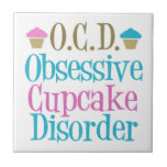 Cute Cupcake Tile<br><div class="desc">A funny cupcake gift. OCD is for Obsessive Cupcake Disorder. A great gift for a chef who runs a bakery.</div>