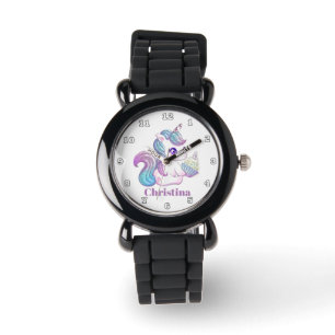 Cute cupcake unicorn girls watch add name