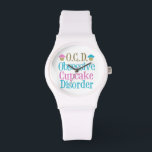 Cute Cupcake Watch<br><div class="desc">A pretty cupcake design in pink and blue. I have OCD,  obsessive cupcake disorder. A great gift for a funny baker with a sense of humour.</div>