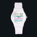 Cute Cupcake Watch<br><div class="desc">A pretty cupcake design in pink and blue. I have OCD, obsessive cupcake disorder. A great gift for a funny baker with a sense of humour.</div>