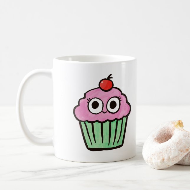 Cute Cupcake with Eyes Mug (With Donut)