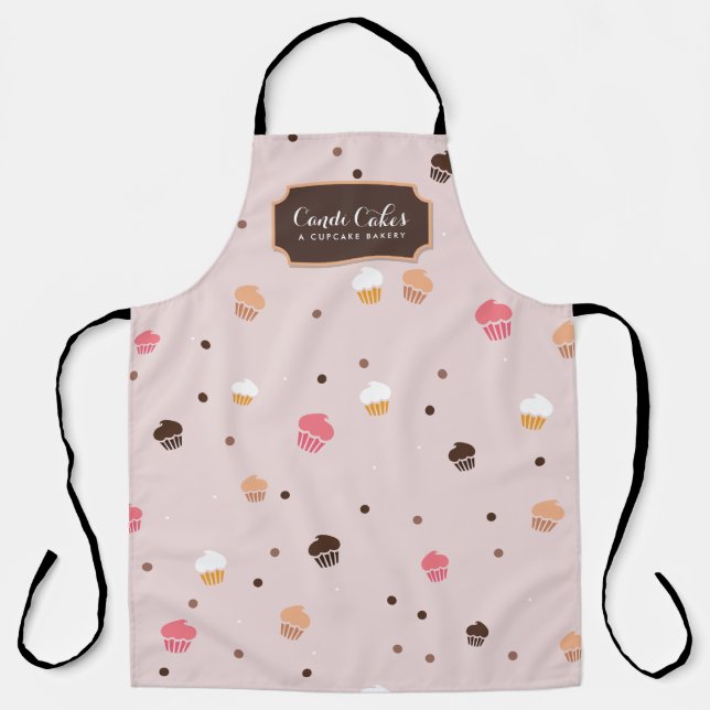 Cute Cupcakes Bakery Pattern Pink Apron (Front)