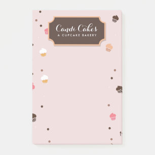 Cute Cupcakes Bakery Pattern Pink Post-it Notes