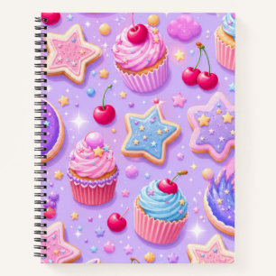 Cute Cupcakes Cherries and Star Cookies Notebook