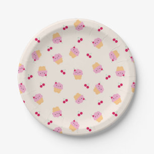 Cute Cupcakes & Cherries Paper Plate