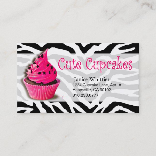 Cute Cupcakes: Confections Fancy Desserts Pastries Business Card (Front)