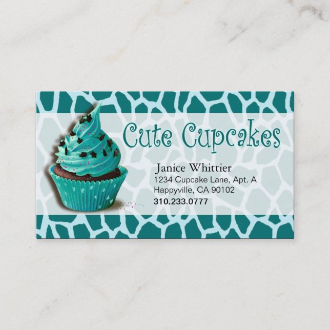 Cute Cupcakes: Confections Fancy Desserts Pastries Business Card (Front)