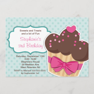 Cute Cupcakes Girls Birthday Party Invitation