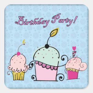 Cute Cupcakes Happy Birthday Stickers