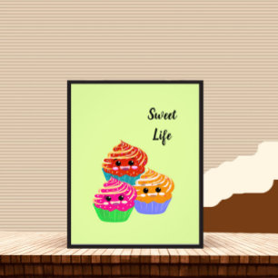 Cute cupcakes photo print