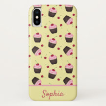 Cute cupcakes pink and yellow with custom name