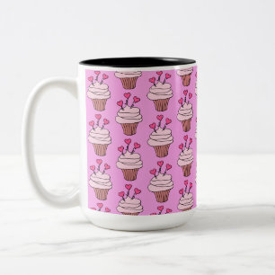 Cute Cupcakes Pink Two-Tone Coffee Mug