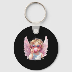 Cute Cupid Blowing Bubble Gum Sungles Valentines D Key Ring