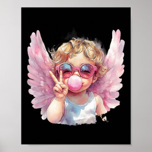 Cute Cupid Blowing Bubble Gum Sungles Valentines D Poster
