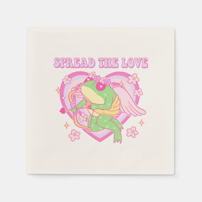 Cute Cupid Frog - Spread the Love Napkin (Front)