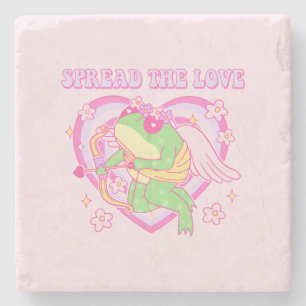 Cute Cupid Frog - Spread the Love Stone Coaster
