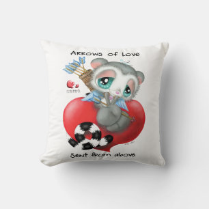 Cute Cupid Lemur on Heart - Arrows of Love Cushion