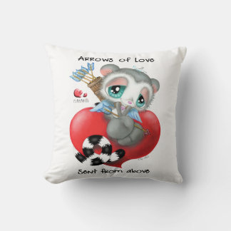Cute Cupid Lemur on Heart - Arrows of Love Cushion