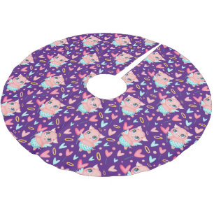 Cute Cupid Pig Whit Hearts Pattern Brushed Polyester Tree Skirt