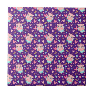 Cute Cupid Pig Whit Hearts Pattern Ceramic Tile