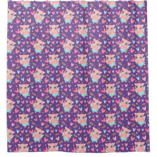 Cute Cupid Pig Whit Hearts Pattern Shower Curtain