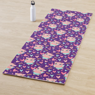 Cute Cupid Pig Whit Hearts Pattern Yoga Mat